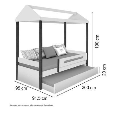 Cama Casa Solt. Lara Branco/mel C/ Aux, Led E 02 Colchões