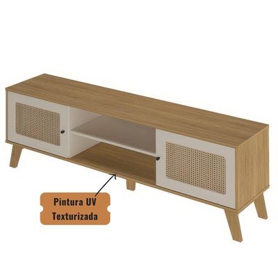 Rack Bancada Charlotte Para Tv 75 Carvalho | Off White