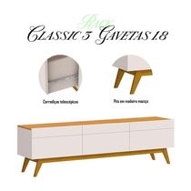 Rack Bancada 3 Gavetas E Painel Para Tv Classic 1.8 Off White Nature - Imcal