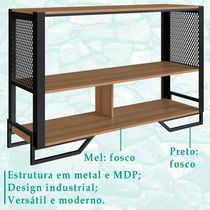Rack 180 Cm Gaveta Aparador 130 Cm Industrial 17x21 Mell Preto Pp Mell Preto