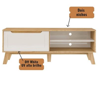 Rack De Sala Tv Lotus Carvalho | Off White