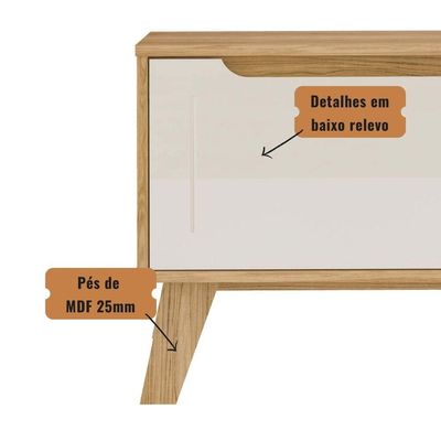 Rack De Sala Tv Lotus Carvalho | Off White
