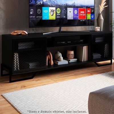 Rack Industrial 180 Cm 2 Pt Com Tela Em Metal 1027 Preto Pp Preto