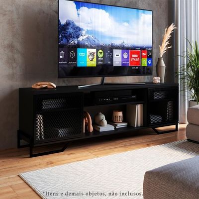 Rack Industrial 180 Cm 2 Pt Com Tela Em Metal 1027 Preto Pp Preto