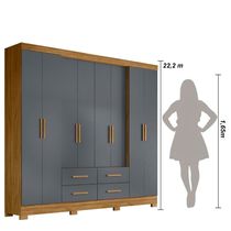 Guarda Roupa Casal 8 Portas 4 Gavetas San Lorenzo Plus - Freijó - Cinza Freijó - Cinza