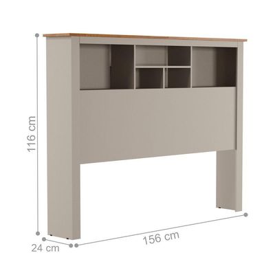 Cabeceira Casal Box Martina C/ Prateleira Off White Madeira