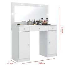 Penteadeira Camarim Com Espelho 2 Portas 3 Gavetas Carisma D02 Branco - Mpozenato