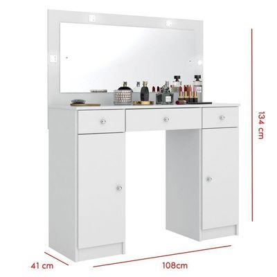 Penteadeira Camarim Com Espelho 2 Portas 3 Gavetas Carisma D02 Branco - Mpozenato