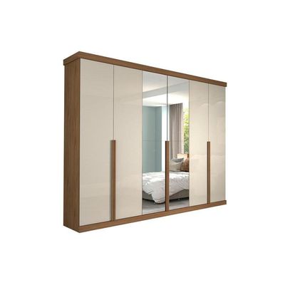Guarda Roupa Casal 6 Portas E 6 Gavetas C- Espelho Guarapari Avelã-off White