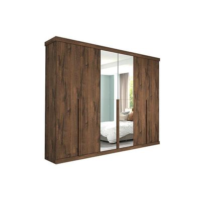 Guarda Roupa Casal 6 Portas E 6 Gavetas C- Espelho Guarapari Avelã-off White