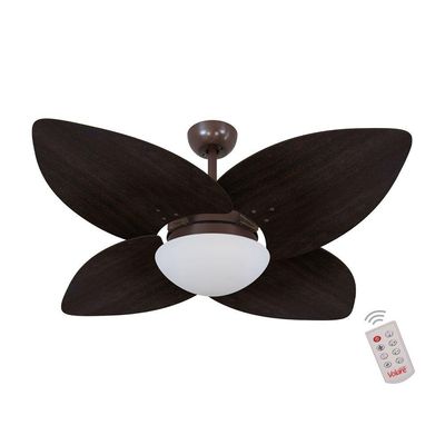 Ventilador De Teto Café 4 Pás Tabaco 127v C/ Controle 110V