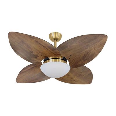 Ventilador De Teto Dormamu Dourado 4 Pás Rádica Imbuia 127v 110V