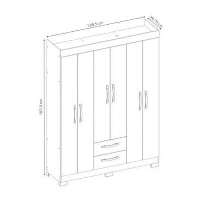 Guarda Roupa Solteiro Nt6015 6 Portas E 2 Gavetas Com Pés Freijo Trend Com Off White