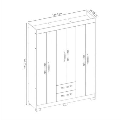 Guarda Roupa Solteiro Nt6015 6 Portas E 2 Gavetas Com Pés Freijo Trend Com Off White