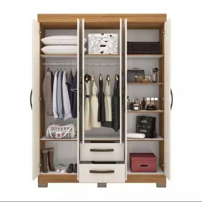 Guarda Roupa Solteiro Nt6015 6 Portas E 2 Gavetas Com Pés Freijo Trend Com Off White