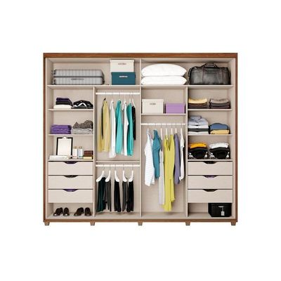 Guarda Roupa 2 Portas De Correr E 6 Gavetas C- Espelho Titan 1173 C- Pés Freijo - Carraro