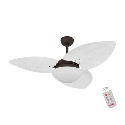 Ventilador De Teto Marrom 3 Pás Branco 220v C/ Controle 220V