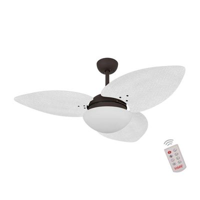 Ventilador De Teto Marrom 3 Pás Branco 127v C/ Controle 110V