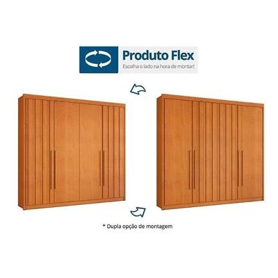 Guarda Roupa 4 Portas (2 Ripadas) E 4 Gavetas Grécia Cinamomo - Conquista