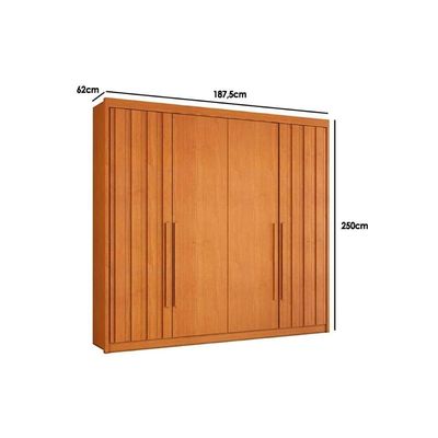 Guarda Roupa 4 Portas (2 Ripadas) E 4 Gavetas Grécia Cinamomo - Conquista