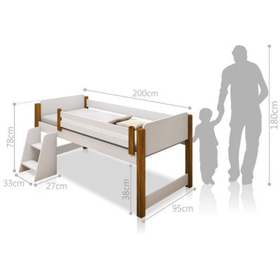 Cama Solteiro Branco C/ Mel C/ Baú Filhote Lilas