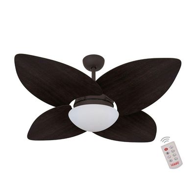 Ventilador De Teto Marrom 4 Pás 127v C/ Controle 110V