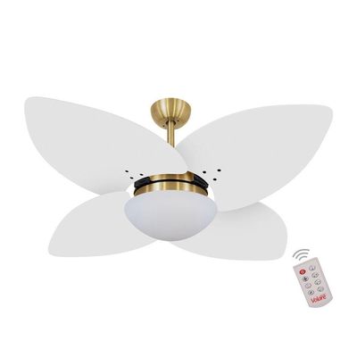 Ventilador De Teto Dourado 4 Pás Branco 220v C/ Controle 220V