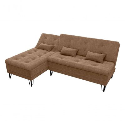 Sofá Cama com Chaise 3 Lugares 2,00 Mts Nice Matrix Marrom