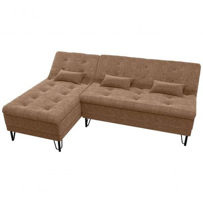 Sofá Cama com Chaise 3 Lugares 2,00 Mts Nice Matrix Marrom