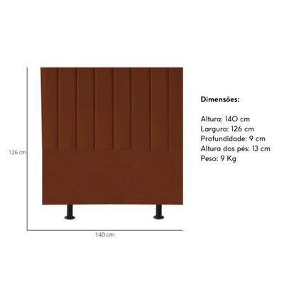 Cabeceira Estofada De Cama Casal Box 140 Cm Maya Veludo E Frame terracota