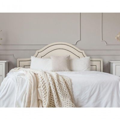 Cabeceira King Luxo 193x60 Courino Off White Tachas Fumê