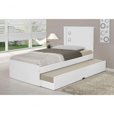 Cama Solteiro Barcelona Com Auxiliar Branco Tebarrot