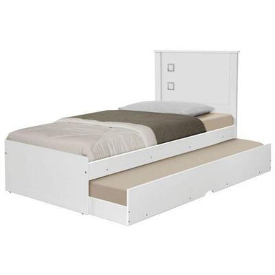 Cama Solteiro Barcelona Com Auxiliar Branco Tebarrot