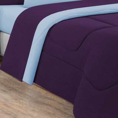 Edredom Malha 100% Algodão Gran Moratta 1 Peça Solteiro - Roxo -azul Bebê.