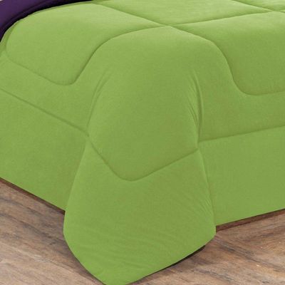 Edredom Malha 100% Algodão Gran Moratta 1 Peça Solteiro - Verde Pistache-roxo