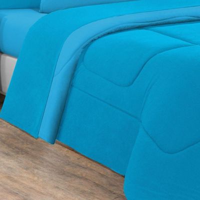 Edredom Malha 100% Algodão Gran Moratta 1 Peça King - Azul Turquesa-azul Turquesa