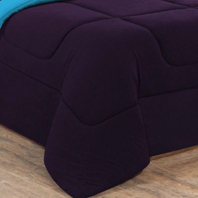 Edredom Malha 100% Algodão Gran Moratta 1 Peça King - Roxo -azul Turquesa