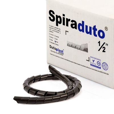 Organizador Fios E Cabos Spiraduto 1-2 Preto - 5 Metros