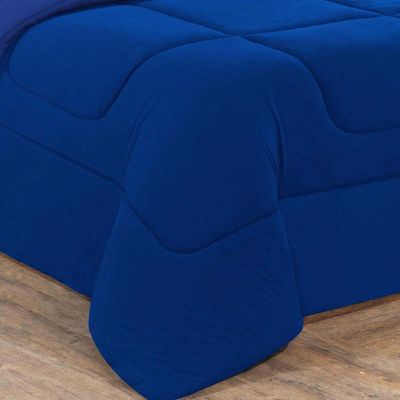 Kit Edredom Malha 100% Algodão Gran Moratta 3 Peças Queen - Azul Royal-azul Royal.