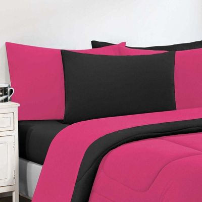 Kit Edredom Malha 100% Algodão Gran Moratta 3 Peças King - Pink -preto.