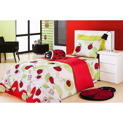 Edredom Estampado Infantil Kids Solteiro 01 Peça - Joaninha