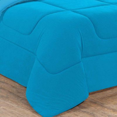 Kit Edredom Malha 100% Algodão Gran Moratta 3 Peças King - Azul Turquesa-azul Turquesa