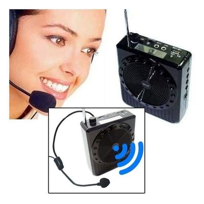 Megafone Portatil Amplificador Kit Professor Com Radio Fm, Microfone E Usb E Sd Recarregavel
