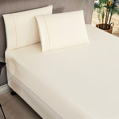 Jogo Cama Lençol Home Basic Solteiro 180 Fios C/ Ponto Palito 2 Peças - Palha