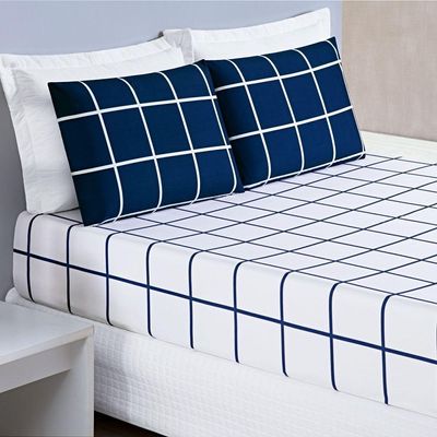 Jogo De Cama Lençol 200 Fios Austin King 03 Peças - Marinho