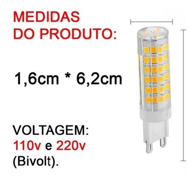 Lâmpada G9 7w Halopim Lustre Arandelas Branco Quente Kit 10 Unidades
