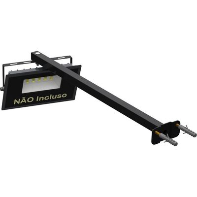 Suporte Refletor Base Reta Braço 50 Cm Preto