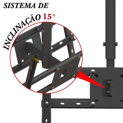 Suporte Teto 2tv 10" A 65" Vesa 600x400 360° 75 Cm Preto