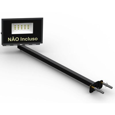 Suporte Refletor Base Reta Braço 50 Cm Preto