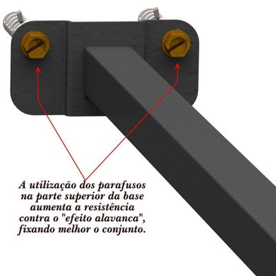 Suporte Refletor Base Reta Braço 40 Cm Preto